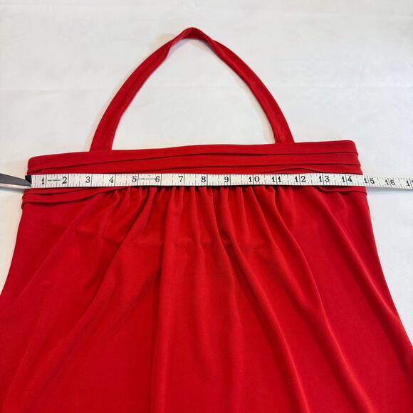 The Limited Pleated Front Chili Red Halter Top Flattering Loose Stretchy Fit - Picture 7 of 15
